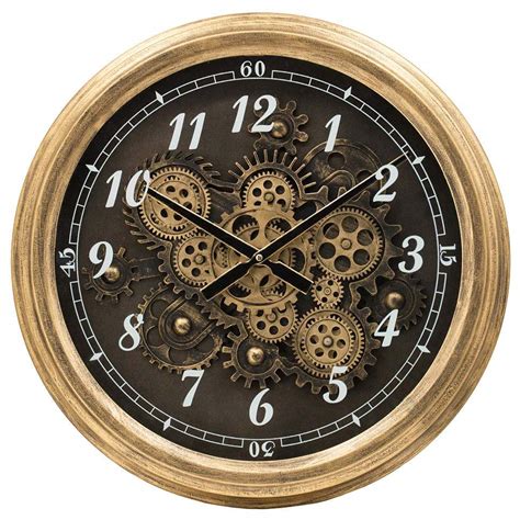 large wall clock with moving cogs